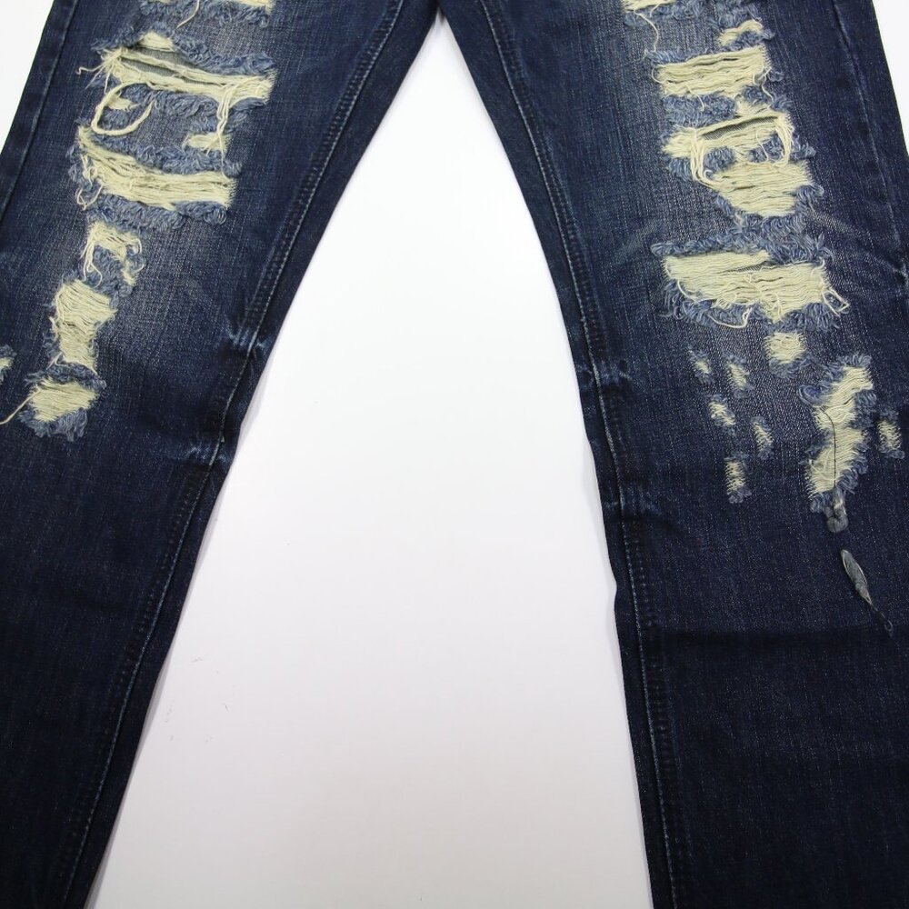 Embellish NYC Speciale Ripped Distressed Destroyed indigo Jeans Mens 36 Blue - Picture 2 of 7